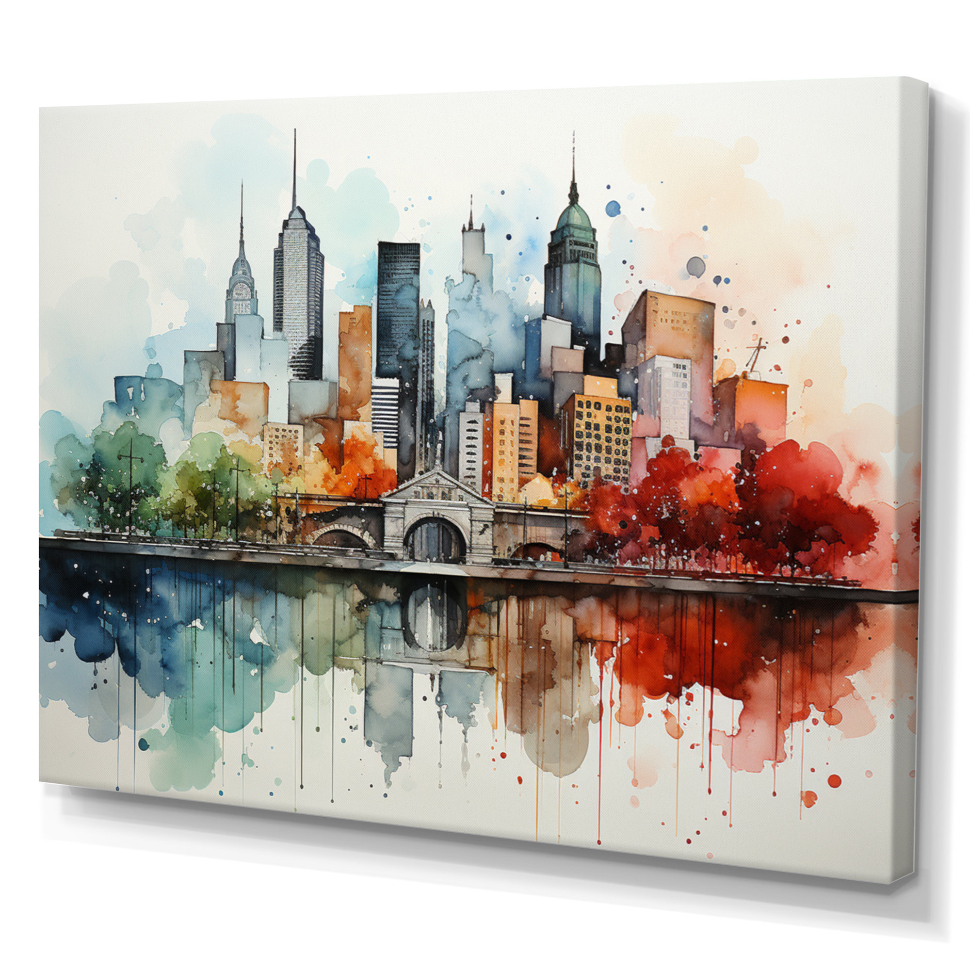 Latitude Run® Colorful Nyc Cityscape Watercolor I Print Wayfair